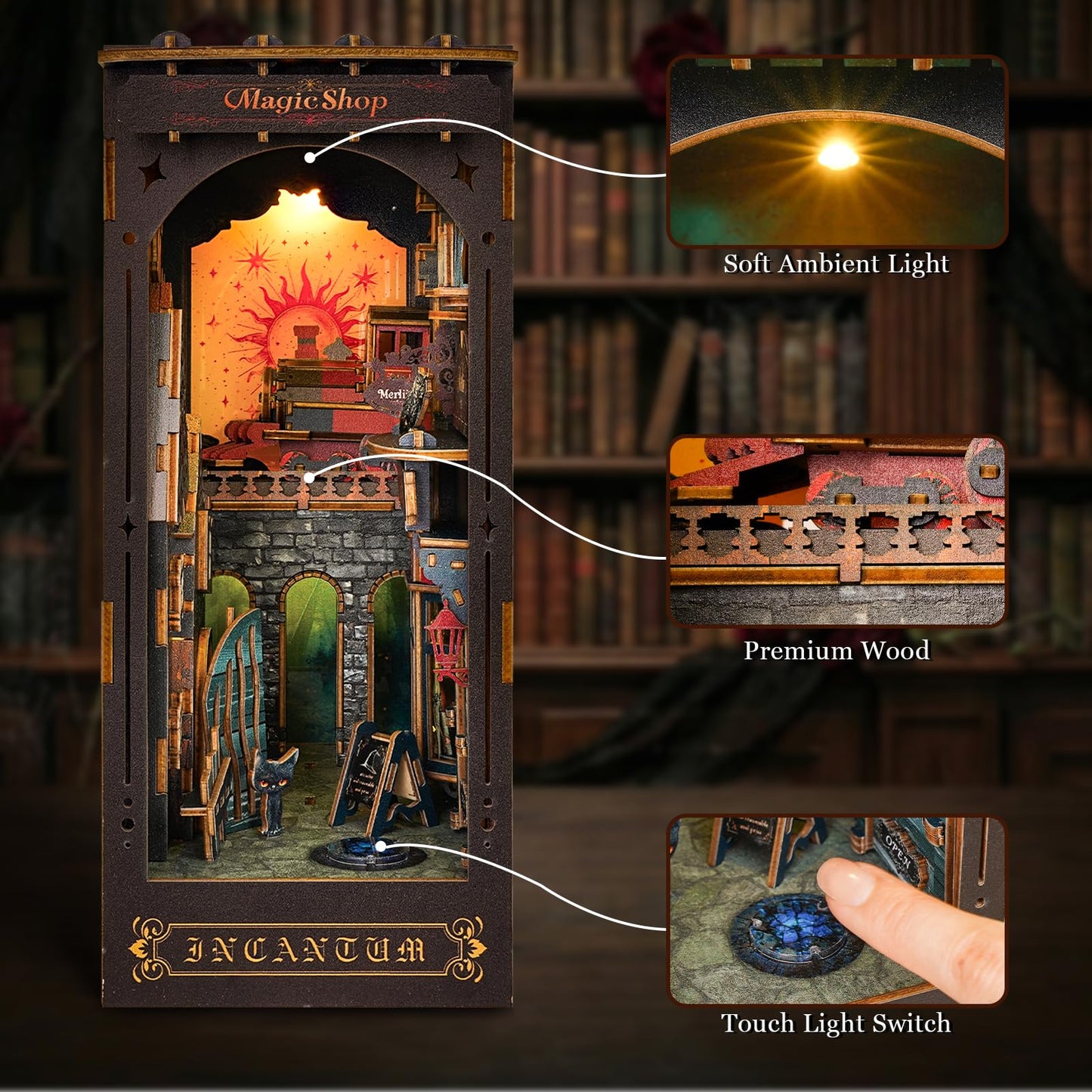 Rnfinewow Book Nook Kit for Adults