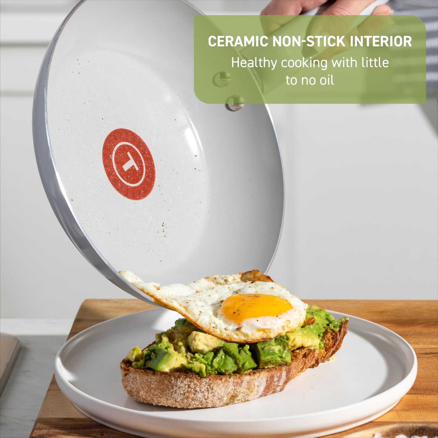 T-fal Refresh Ceramic Nonstick Frying Pan with Lid, 5 Qt, Oven Safe to 350°F Cookware, Skillet Pots and Pans, Mint Green