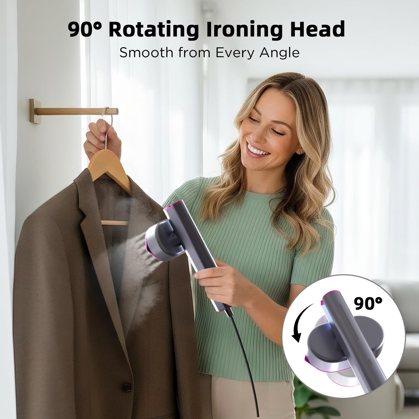 ELORTI Steamer for Clothes, Clothes Steamer Handheld, 1200W 2 in 1 Steam Iron - 10s Fast Heat Up, Portable Garment Steamer with 90° Rotatable Handle, Mini Steam Iron for Home Travel