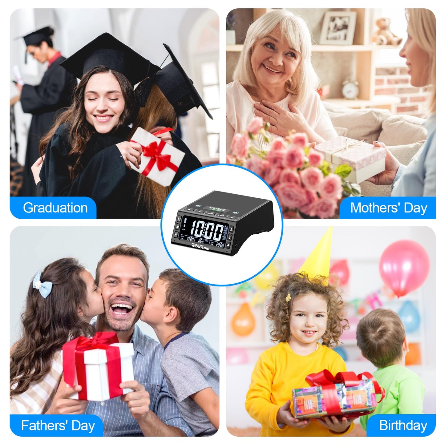Gifts for Men Women-TechGlow Foldable Cellphone Stand with Bluetooth Speaker Charging Station Birthday Gift Idea for Mom Dad Cool Gadget Tech Gifts