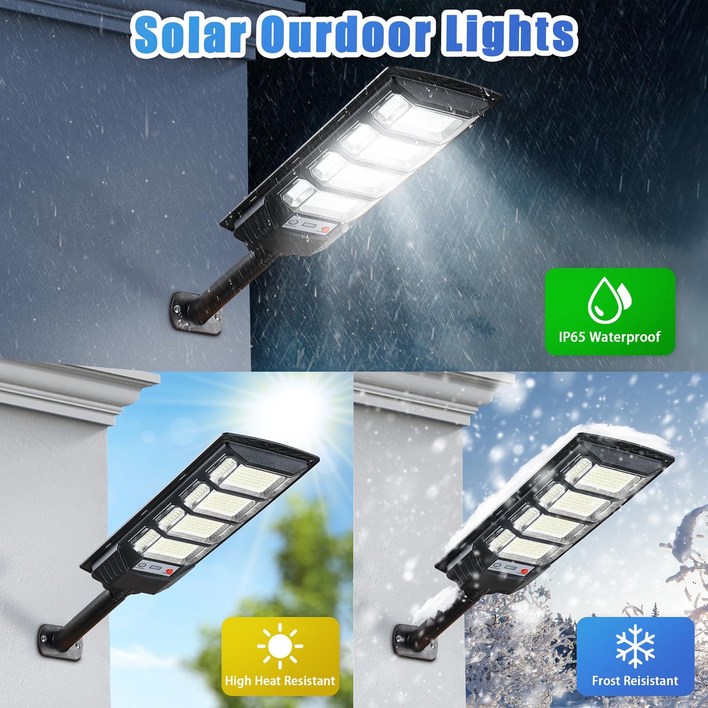 4 Pack Solar Street Lights Outdoor Waterproof 10000LM 6500K, Solar Light Outdoor Dusk to Dawn with Wide Angle Motion Sensor and Remote, Parking Lot Lights for Area Lighting Yard