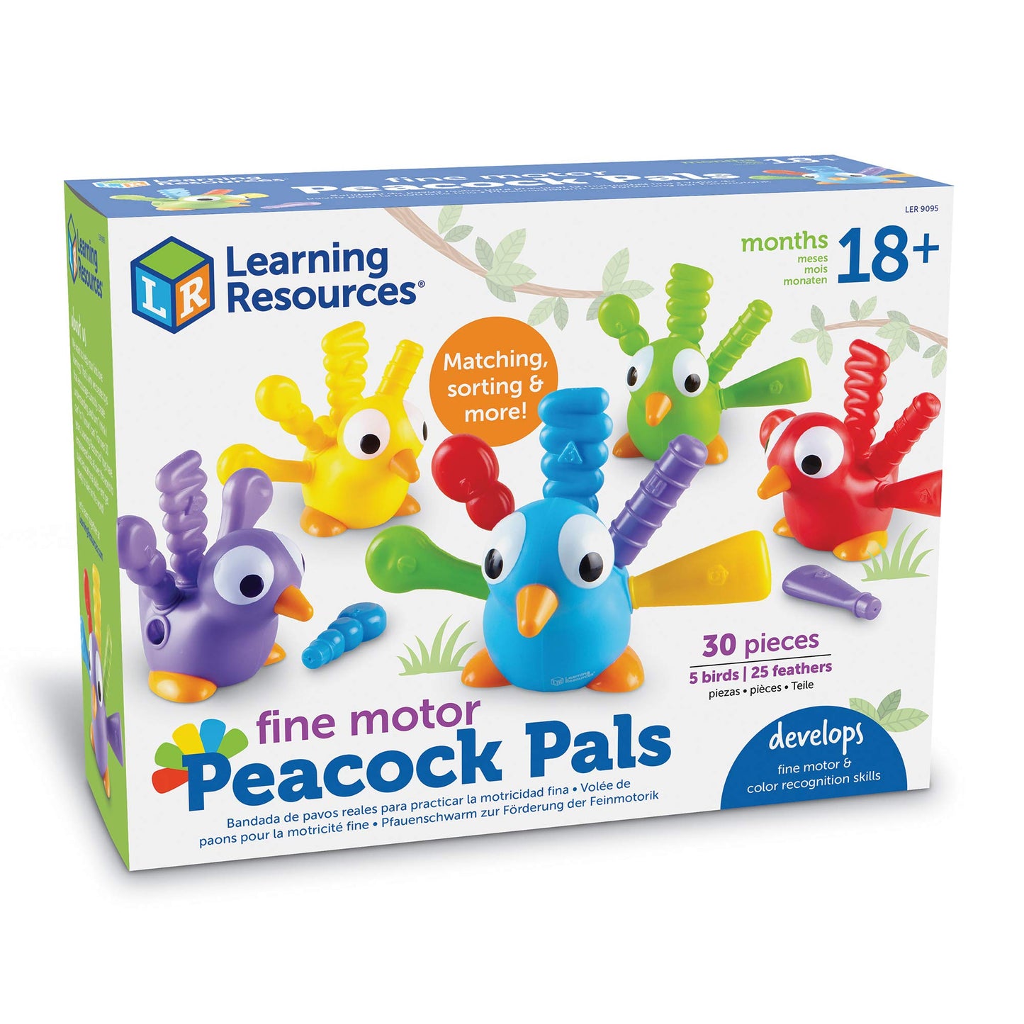 Learning Resources Fine Motor Peakcock Pals, Fine Motor Toy, Set of 4, Ages 2+