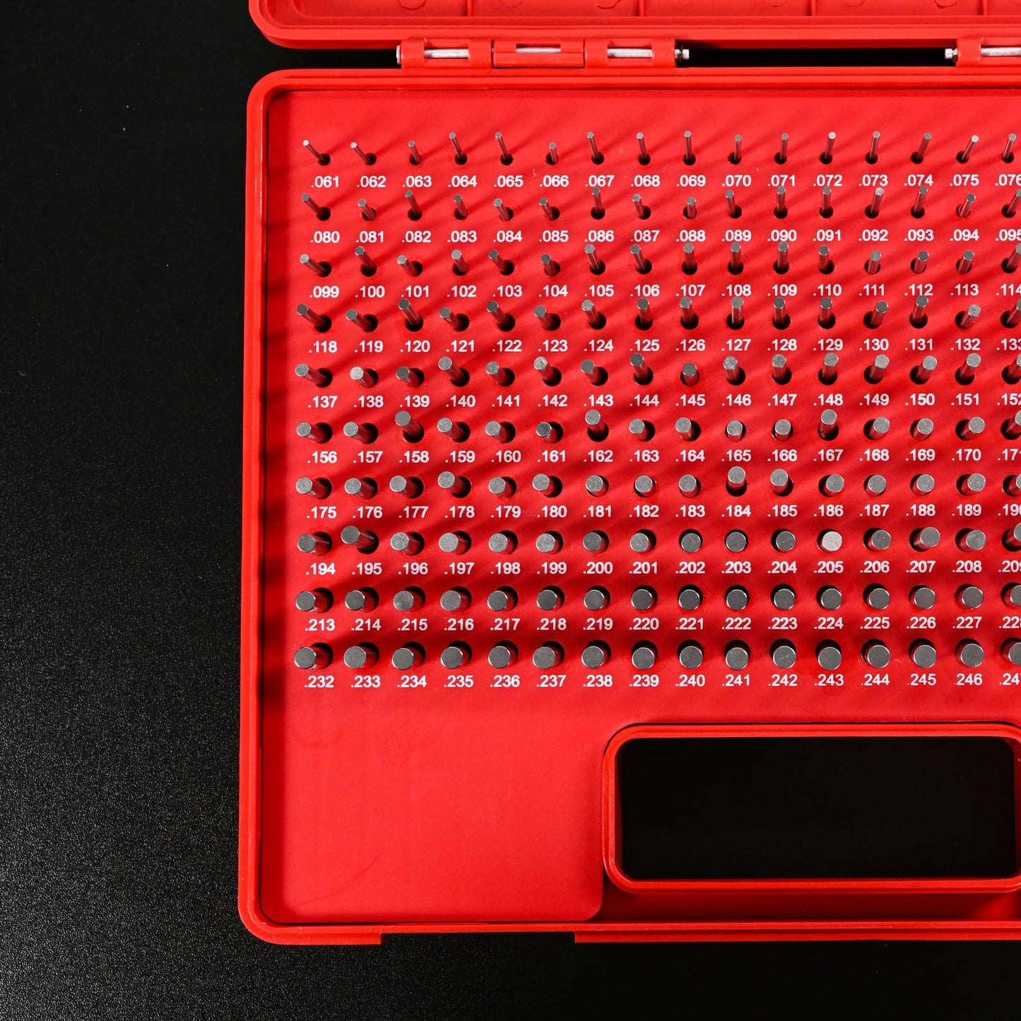Pin Gauges, Pin Gage Set, M1(0.061”-0.250”)190pcs, Minus, Class ZZ, with Storage Case