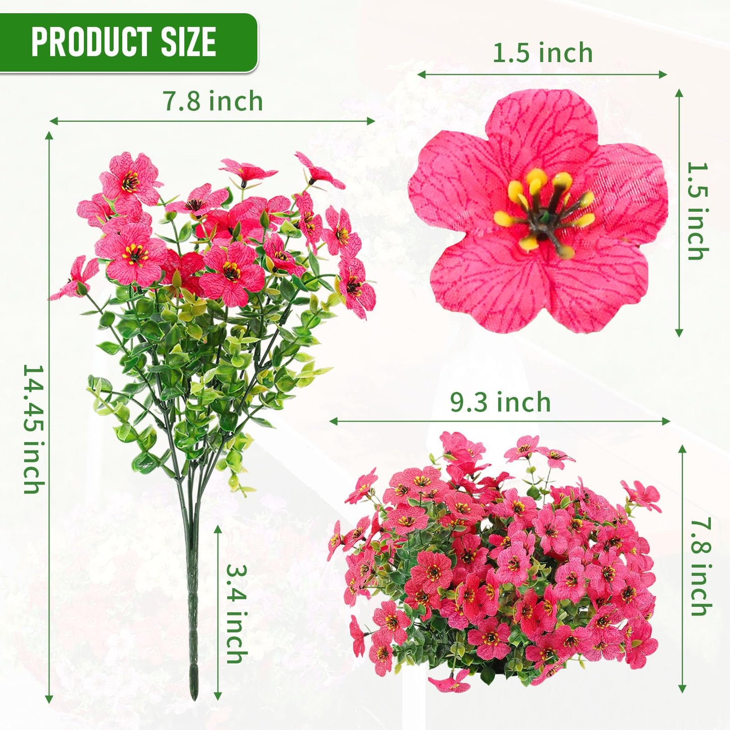 Powbrace Artificial Flowers Outdoor Fake Plants, Faux Silk Flowers Plastic Plants for Outdoors Indoor Outside Front Porch Hanging Planter Window Box Garden Home Spring Decoration, 14 Pack (Mix)