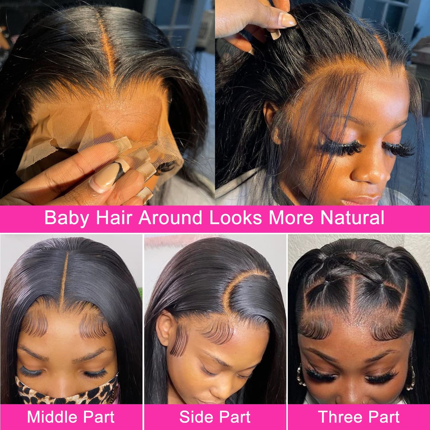 mengkai 13X6 Straight Lace Front Wigs Human Hair Pre Plucked with Baby Hair 13x6 HD Transparent Lace Frontal Wigs Human Hair 180% Density Straight Human Hair Wigs for Women 30 Inch Glueless Wigs