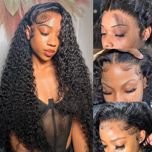 DaXunDi Deep Wave Lace Front Wigs Human Hair 13x6 Curly Wig Human Hair 200% Density Wet and Wavy HD Lace Front Wigs Human Hair Pre Plucked Deep Wave Wig for Women with Baby Hair (22 Inch)