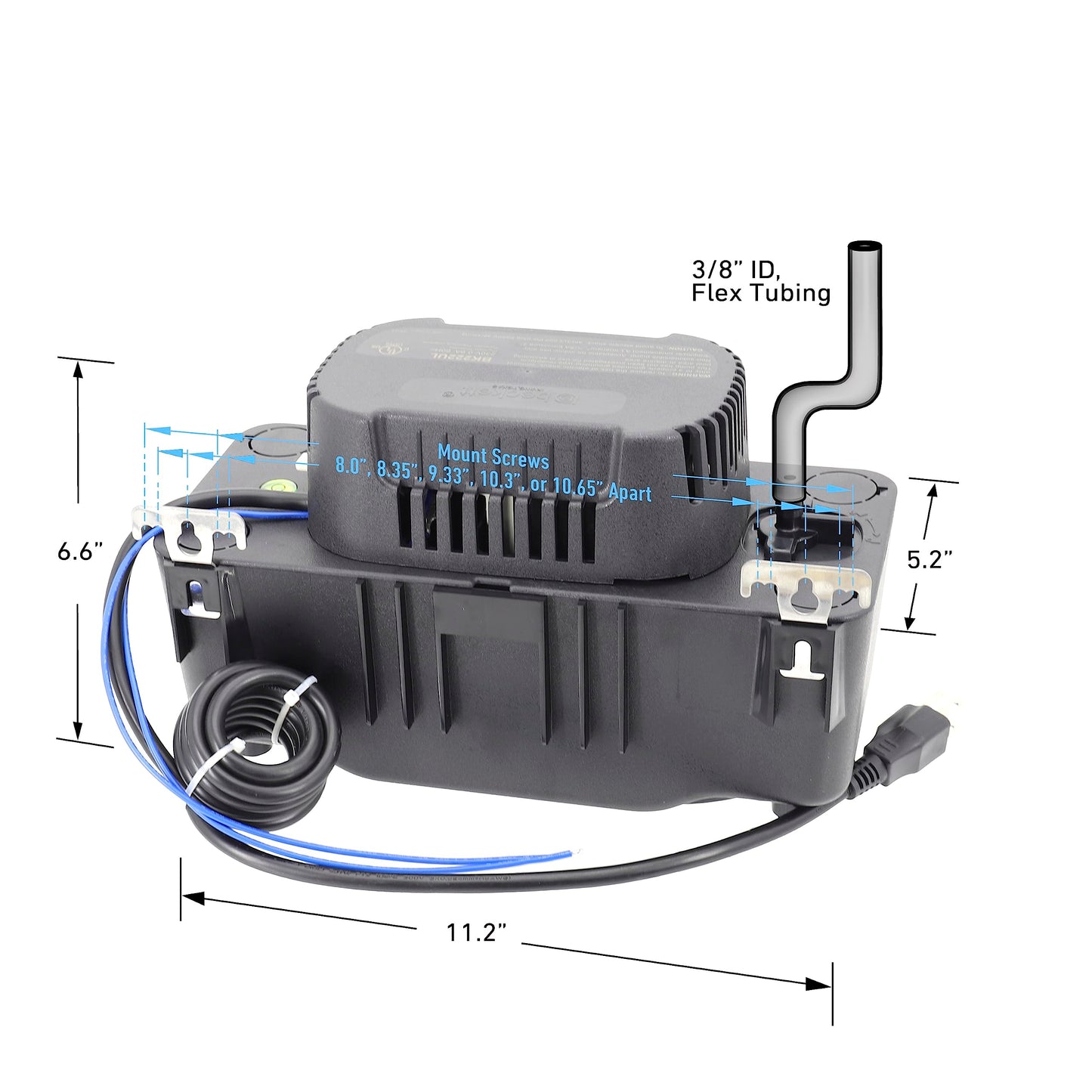 Beckett BK171UL Condensate Pump with Safety Switch, 115V, 17 ft Max Lift, 112 GPH, Automatic On/Off Operation, Black