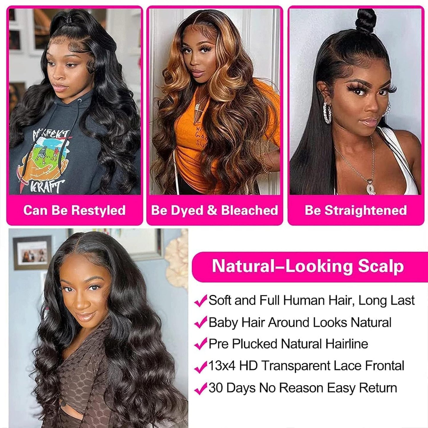 Levergreen Body Wave Lace Front Wigs Human Hair Pre Plucked Glueless 4x4 Lace Closure Wigs Human Hair Wigs For Black Women Human Hair Wig Body Wave Frontal Wigs Human Hair (Closure Wig, 32 Inch)