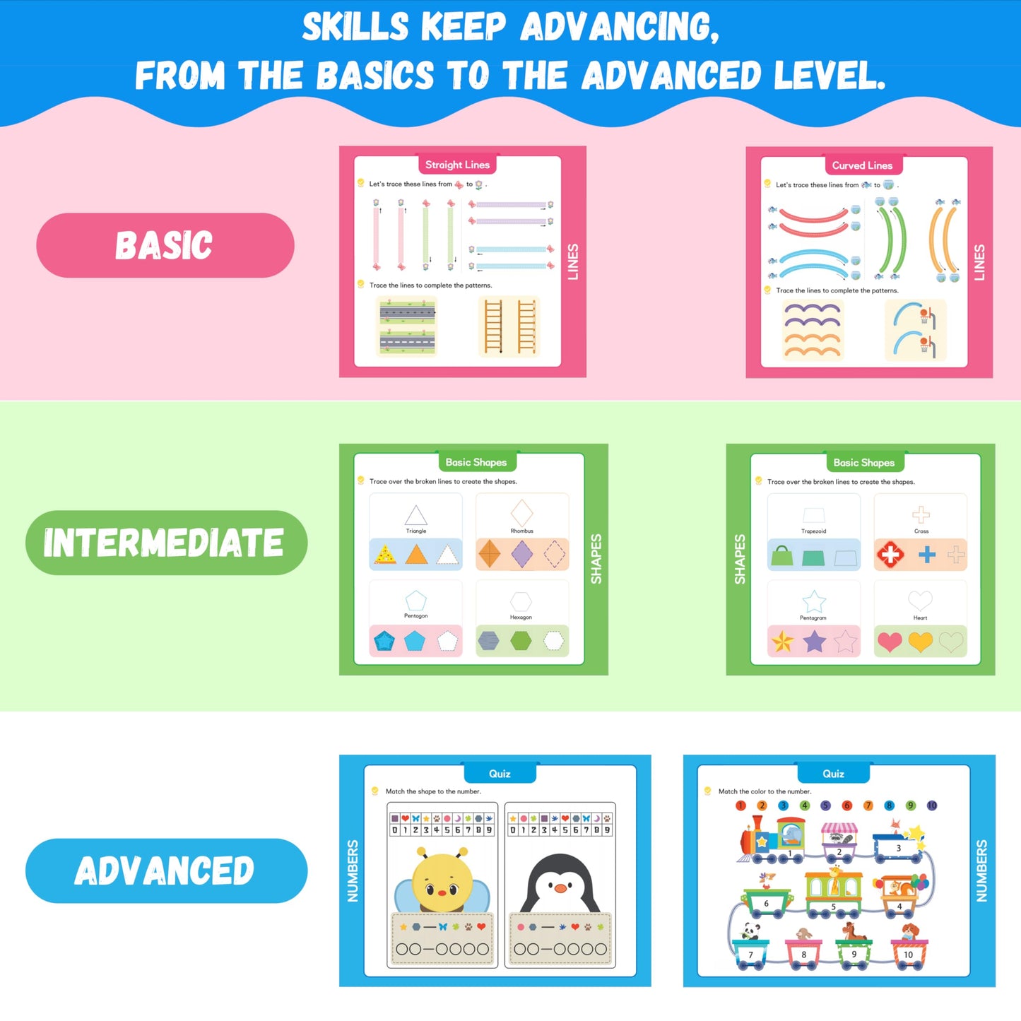 Preschool Learning Activities - Toddler Handwriting Practice and Tracing Books for Kids Ages 3-5, Montessori Busy Book, ABC Letter Number Workbooks, Autism Educational Gift for Boys and Girls
