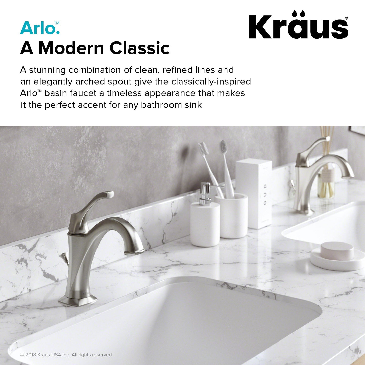 KRAUS KBF-1201SFS Arlo Single Handle Basin Bathroom Faucet with Lift Rod Drain and Deck Plate, Spot-Free All-Brite Stainless Steel