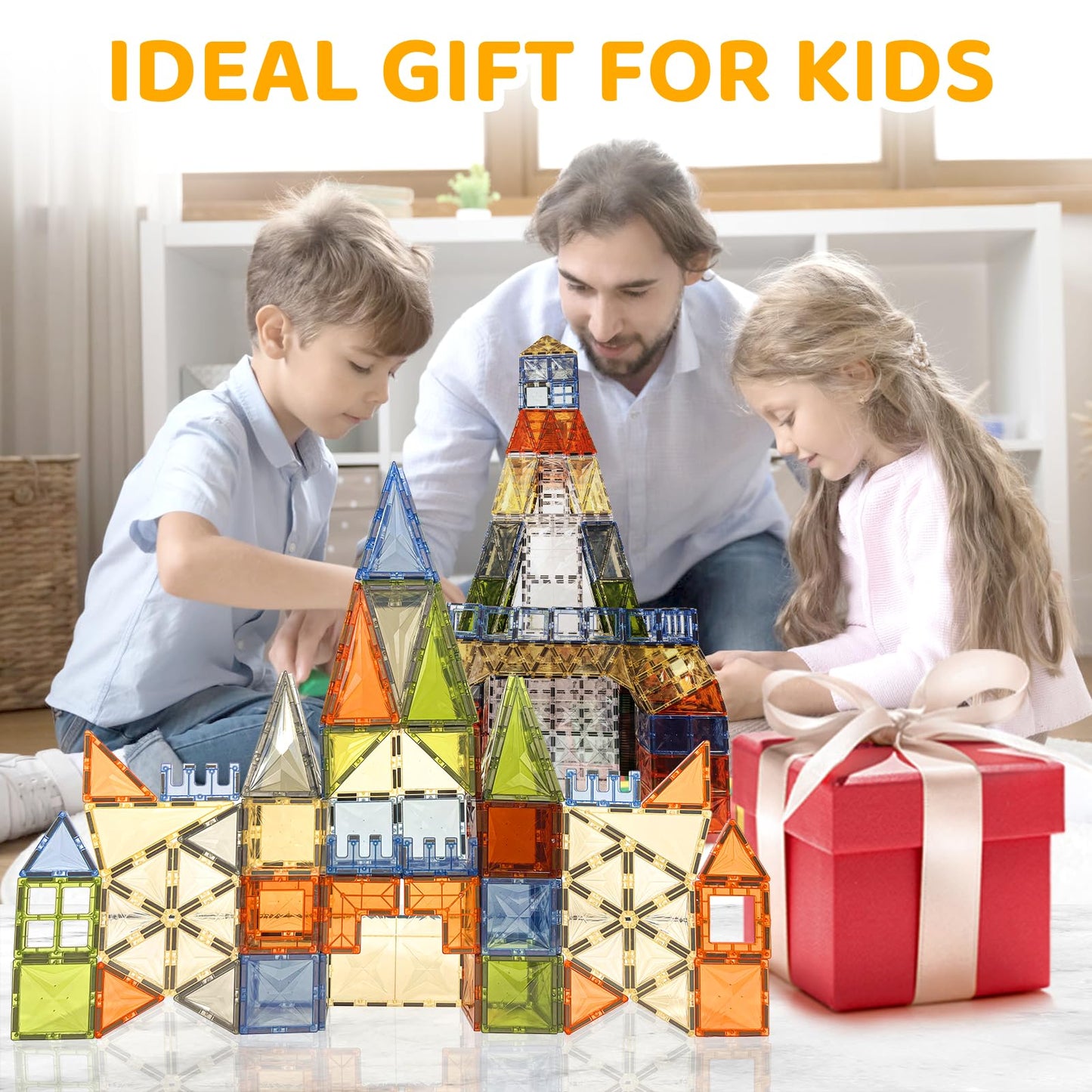 120 PCS Magnet Tiles, Brown Magnetic Blocks Building Set for Kids Age 3-5 4-8, STEM Magnet Toys 3D Kids Magnets Preschool Educational Learning Toys for Boys and Girls Ages 3 4 5 6 7 8+ Years Old