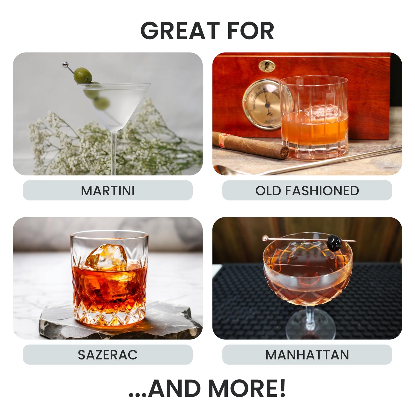 A Bar Above 10 Piece Cocktail Mixing Glass Set, Lead Free Cocktail Set with Mixing Glass, Bar Spoon, Julep Strainer, Bell Jigger and Picks, Bar Accessories, Ideal for Martinis, Whiskey and Negronis