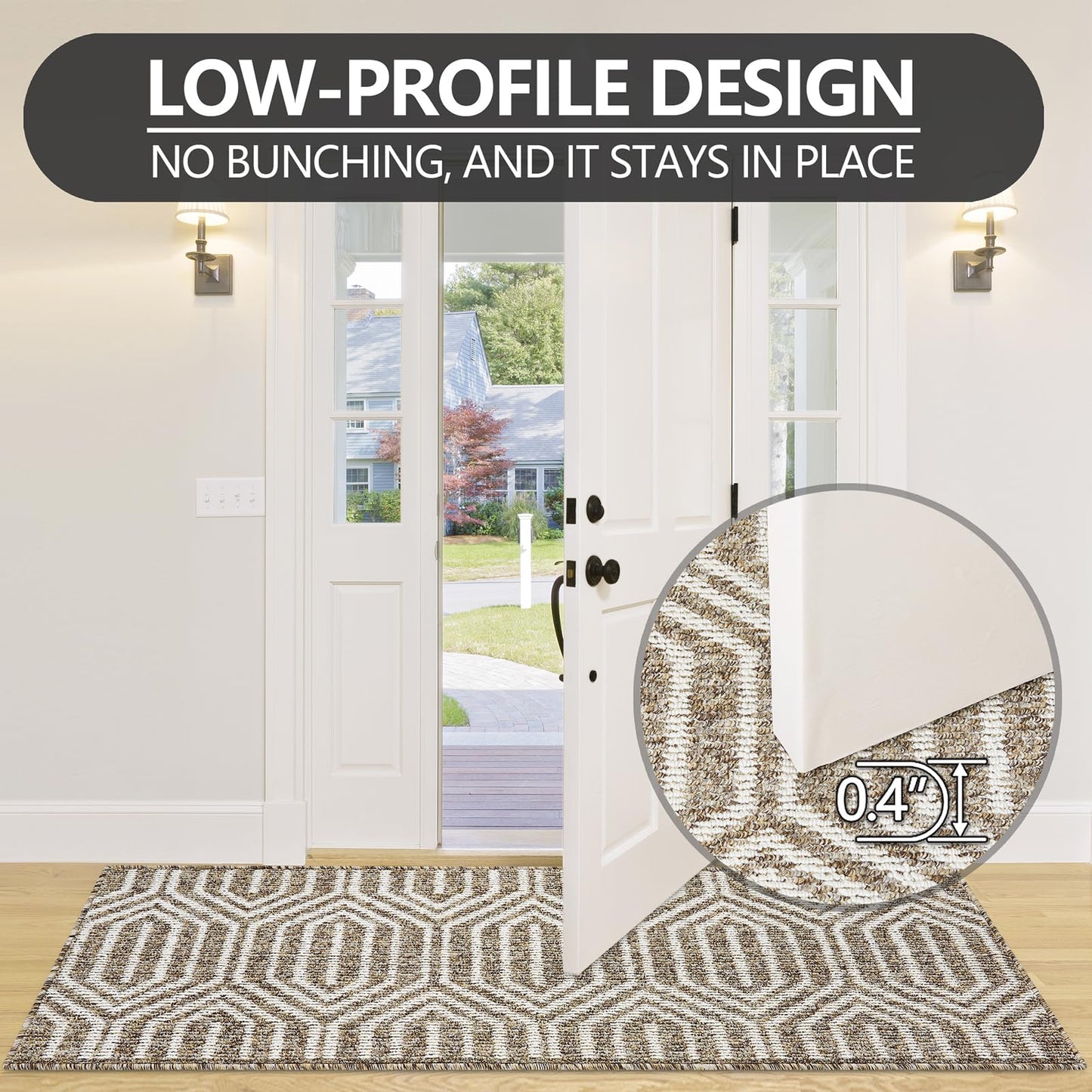 REFETONE Runner Rug, 2'x8' Long Door Mats Indoor Runners for Hallways, Non Slip Rubber Backing Entry Rug, Washable Entrance Floor Mat Runner for Home, Kitchen, Laundry, Living Room, Garage, Camel