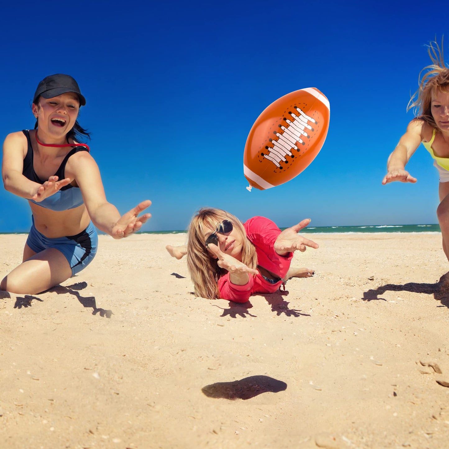 Restroma 30 Pack 16 Inch Inflatable Football Bulk Blow Up Footballs Large Inflatable Football Beach Balls for Summer Pool Beach Party Favors Sports Games