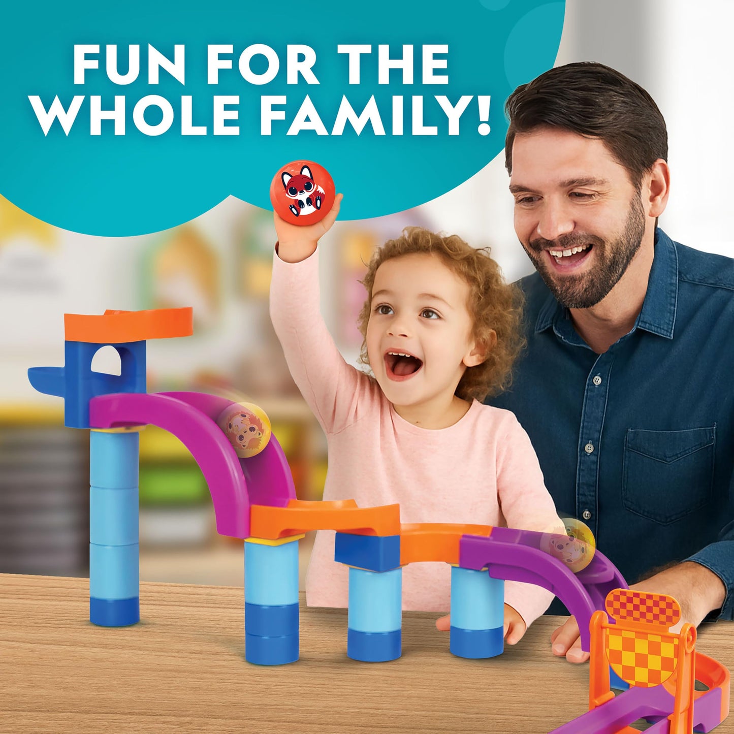 National Geographic Kids Junior Jumbo Marble Run – 35-Piece Ball Drop Toy with Kid-Safe Balls, Buildable Marble Run Maze for Toddlers & Preschoolers Ages 2+