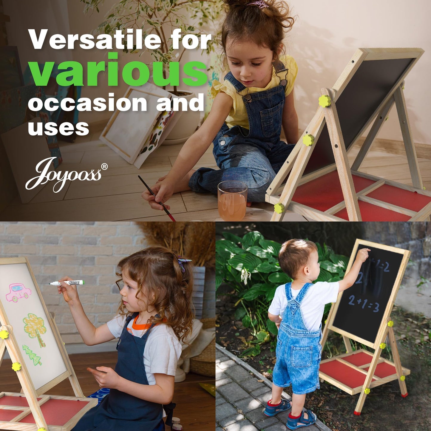 JOYOOSS Easel for Kids Chalkboard,Wooden Blackboard for Kid Toddlers Easel Adjustable Magnetic White Board Chalkboard for Kids Dry Erase Art Easels for Toddler Drawing Board for Kid Ages 4-8 8-12 Red