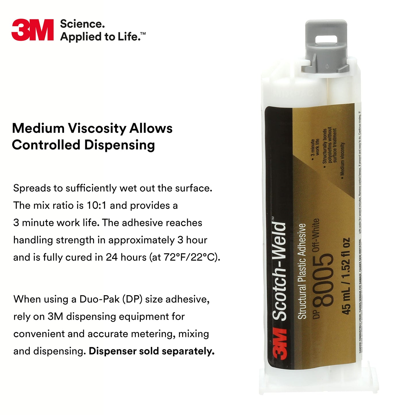3M Scotch-Weld Structural Plastic Adhesive DP8005 Off-White, 45mL Duo-Pak