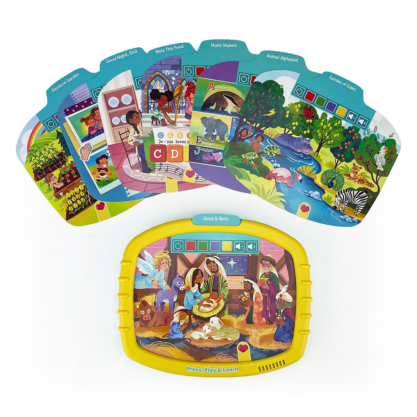 Bible Activity Pad for Kids Ages 4–8 – Read, Press & Learn with Removable Cards and Music