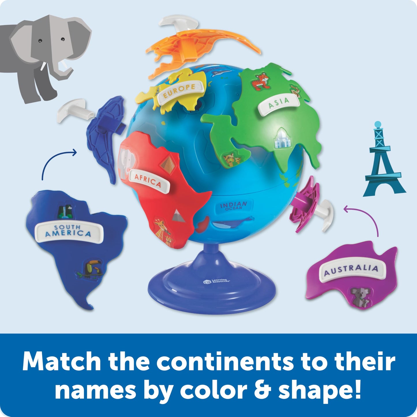 Learning Resources Puzzle Globe, 3-D Geography Puzzle, Educational Toys for Kids, Fine Motor Toys, Earth Toys, 14 Pieces, Ages 3+