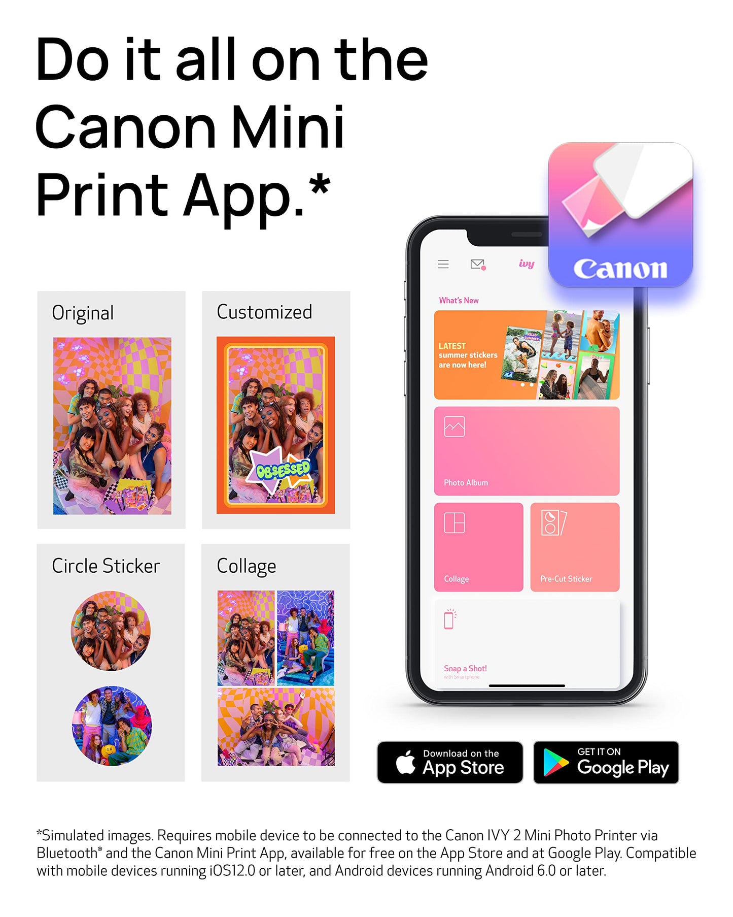 Canon Ivy Zink 2" x 3" Photo Sticker Paper 100 Sheets Pack