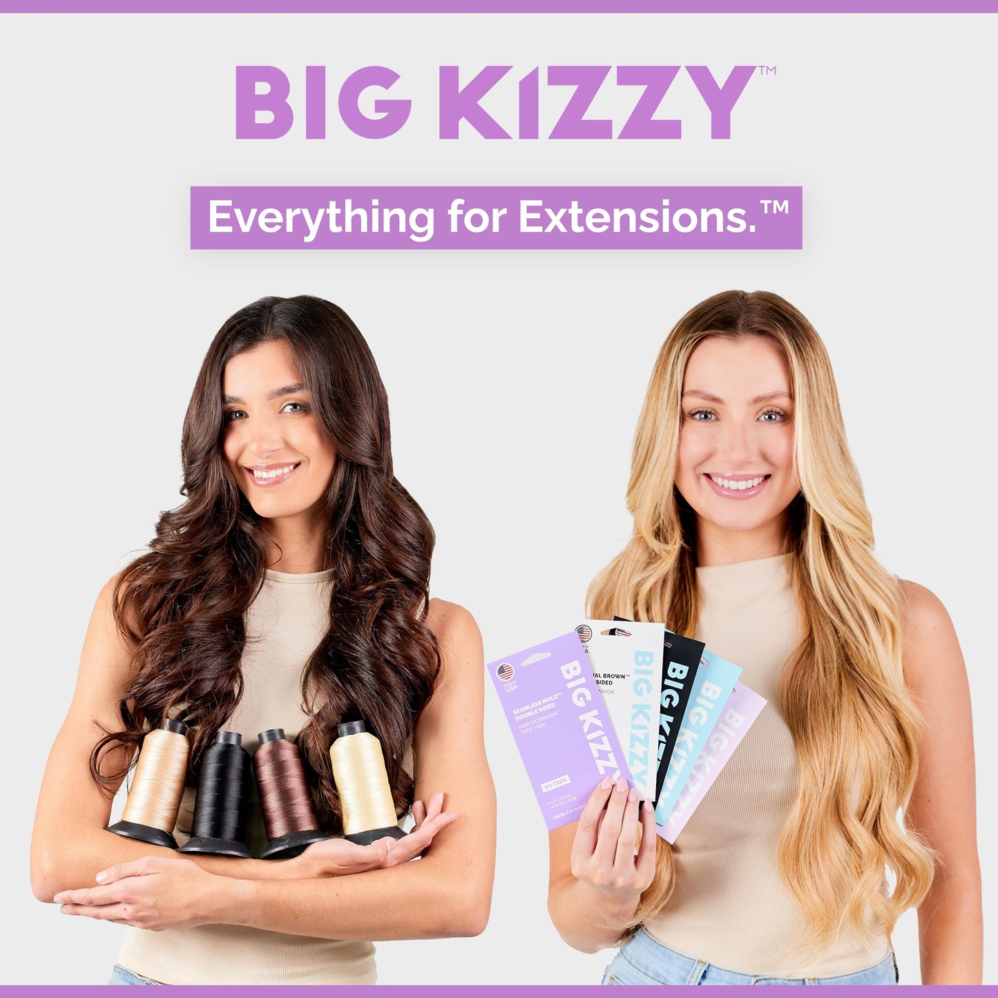 Big Kizzy Tape in Extension Remover (8oz) & Tape Ins Residue Remover (4oz), Big Kizzy Remover 1 + Remover 2 - Fastest Two Step System to Remove Tape in Extensions and Tape Ins Residue