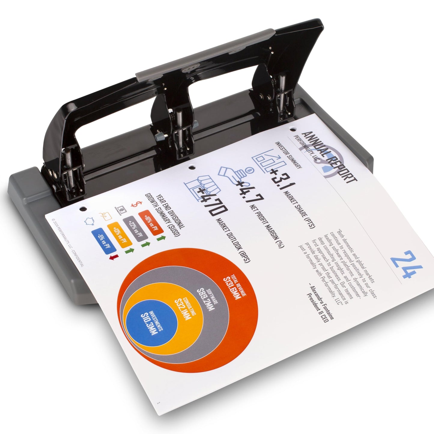 Swingline 3 Hole Punch, 45 Sheet Capacity Three Hole Puncher 3 Ring, Paper Punch, SmartTouch Low Effort, Black & Silver (74136)
