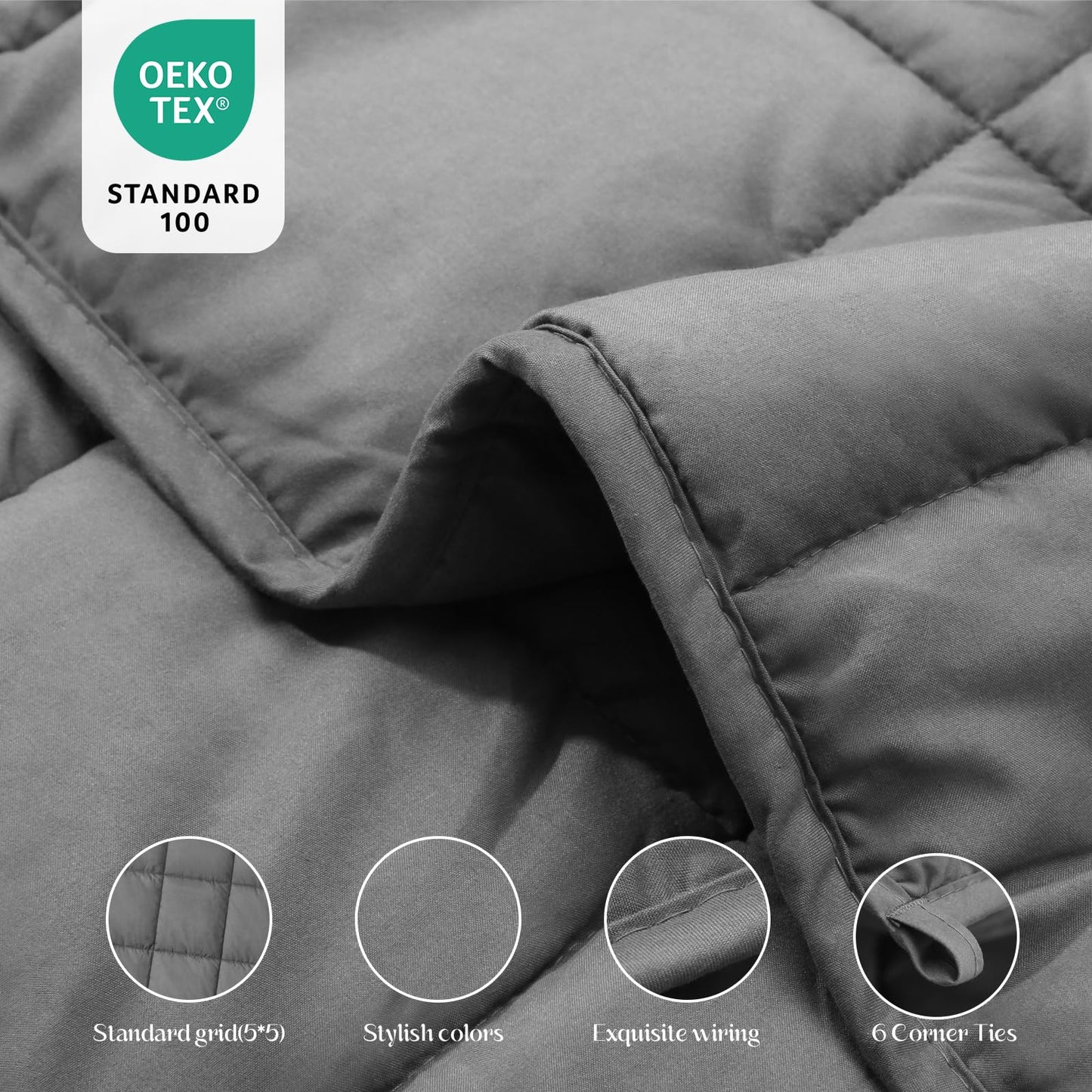 Smart Queen Weighted Blanket 20lbs (60”x80”,Grey) Queen Size Soft Cooling Heavy Blanket for Sleeping, Breathable All Season Comfort with Premium Glass Beads,Machine Washable