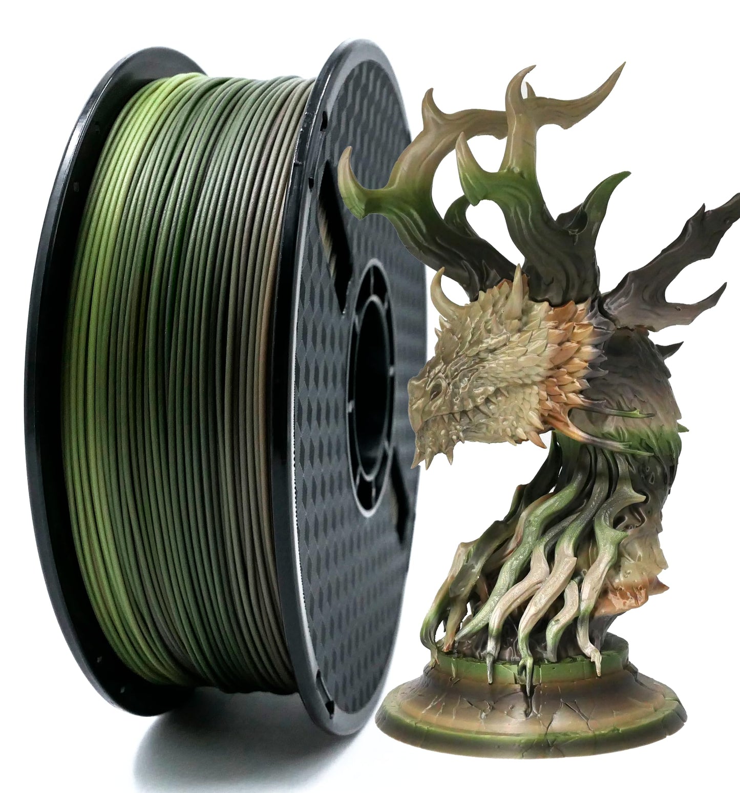WISDREAM PLA Forest/Jungle/Military Rainbow Gradient Multicolor Rainbow PLA Filament, Glossy Metallic Finish， 1.75mm,1kg(2.2 lbs) Compatible with 99% FDM Printers