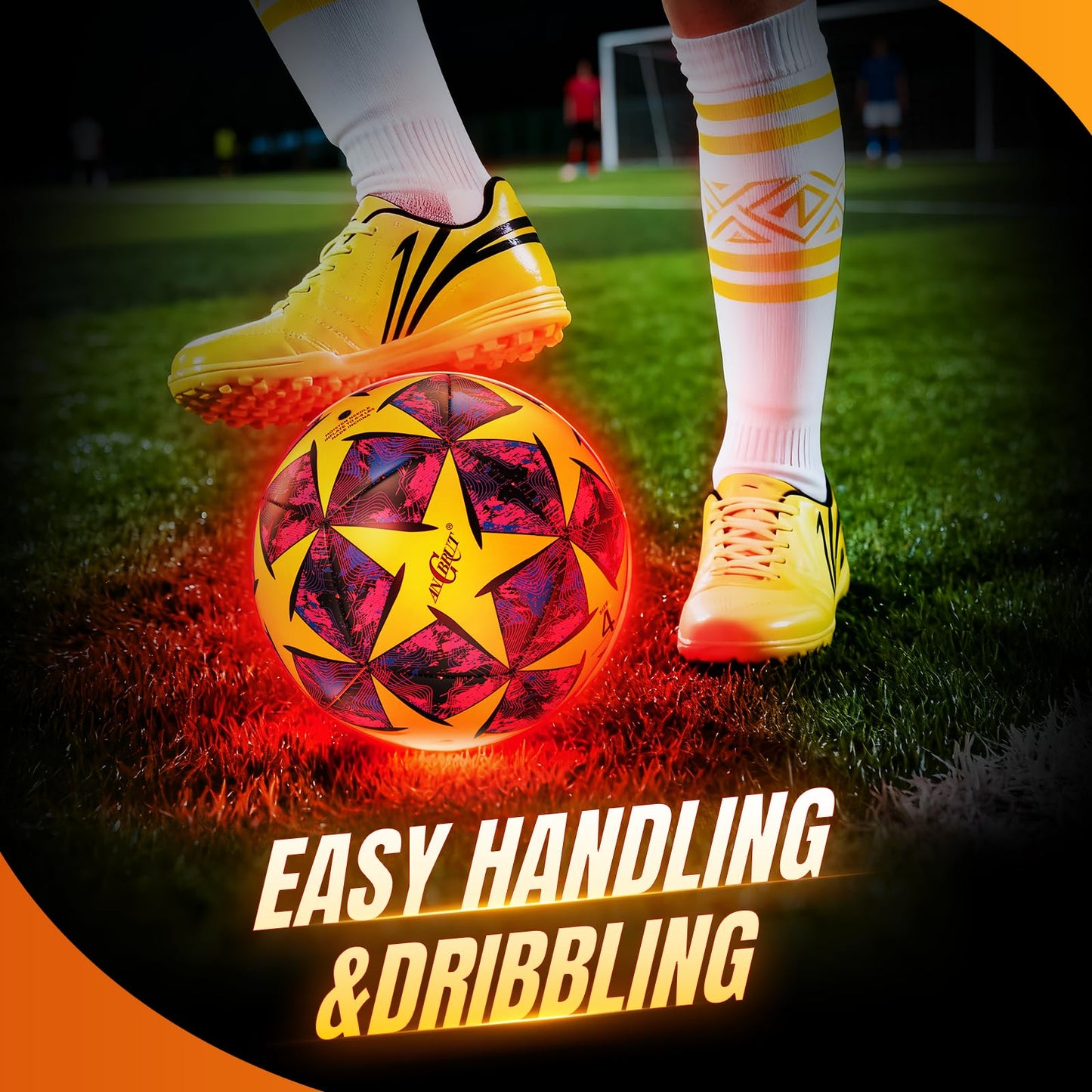ANCBRUT Light Up Soccer Ball, Glow in The Dark LED Soccer Ball Size 4