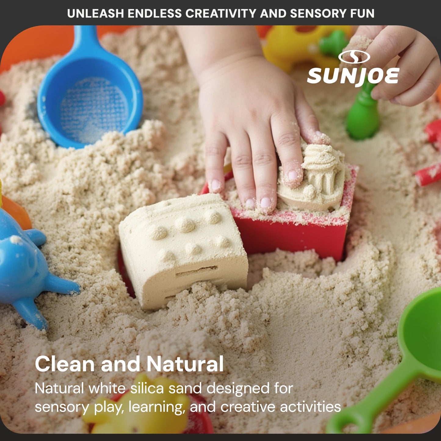 Sun Joe 2 Pack Silica Play Sand for Sandbox, Sensory Table & Garden Spaces, Ultra Fine, 20 Lbs - Natural Craft Accessory for Molding, Digging & Sculpting - Ideal for Indoor and Outdoor Use