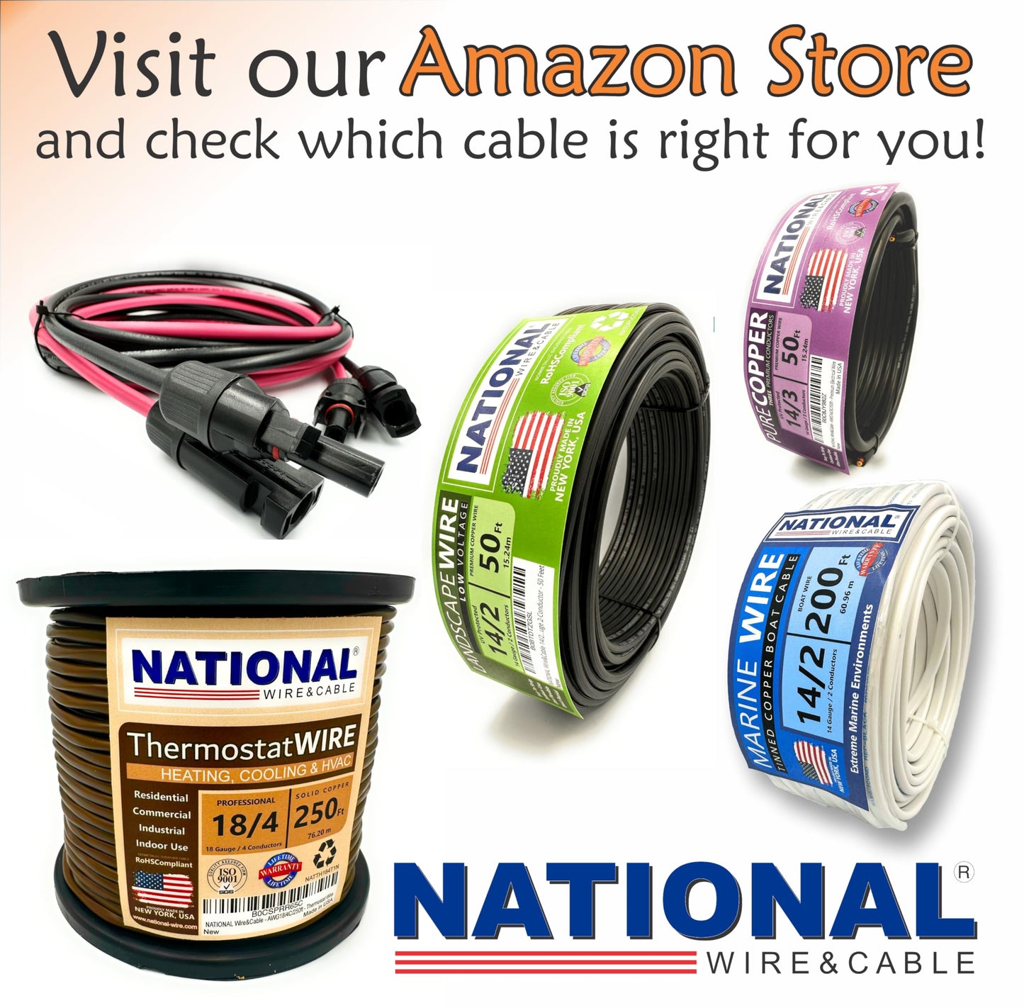 NATIONAL Wire&Cable 16/2 Low Voltage Landscape Lighting Wire - Made in USA - 16-Gauge 2-Conductor - 200 Feet