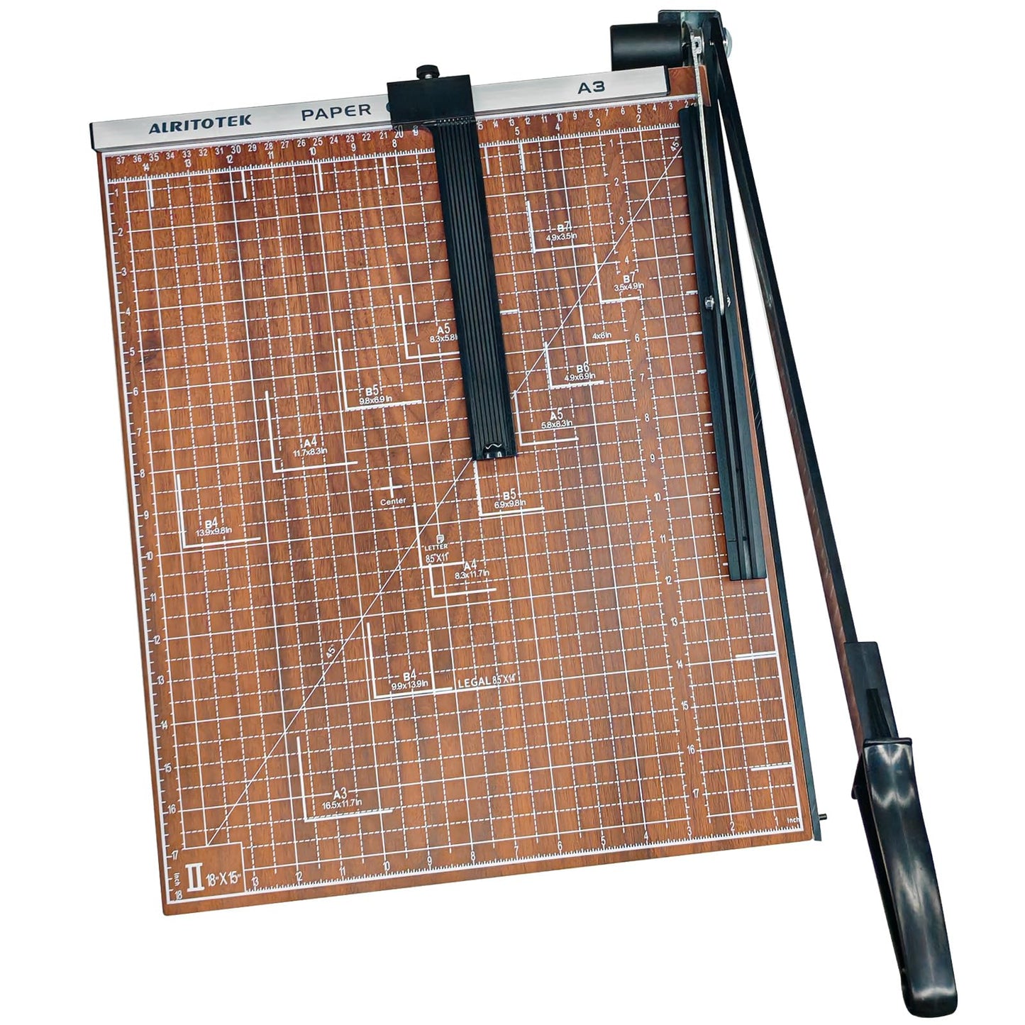 ALRITOTEK A3 Guillotine Paper Cutter Trimmer, 18" Wood Paper Trimmer for Office and Crafts, 10-12 Sheets Capacity (Wooden)