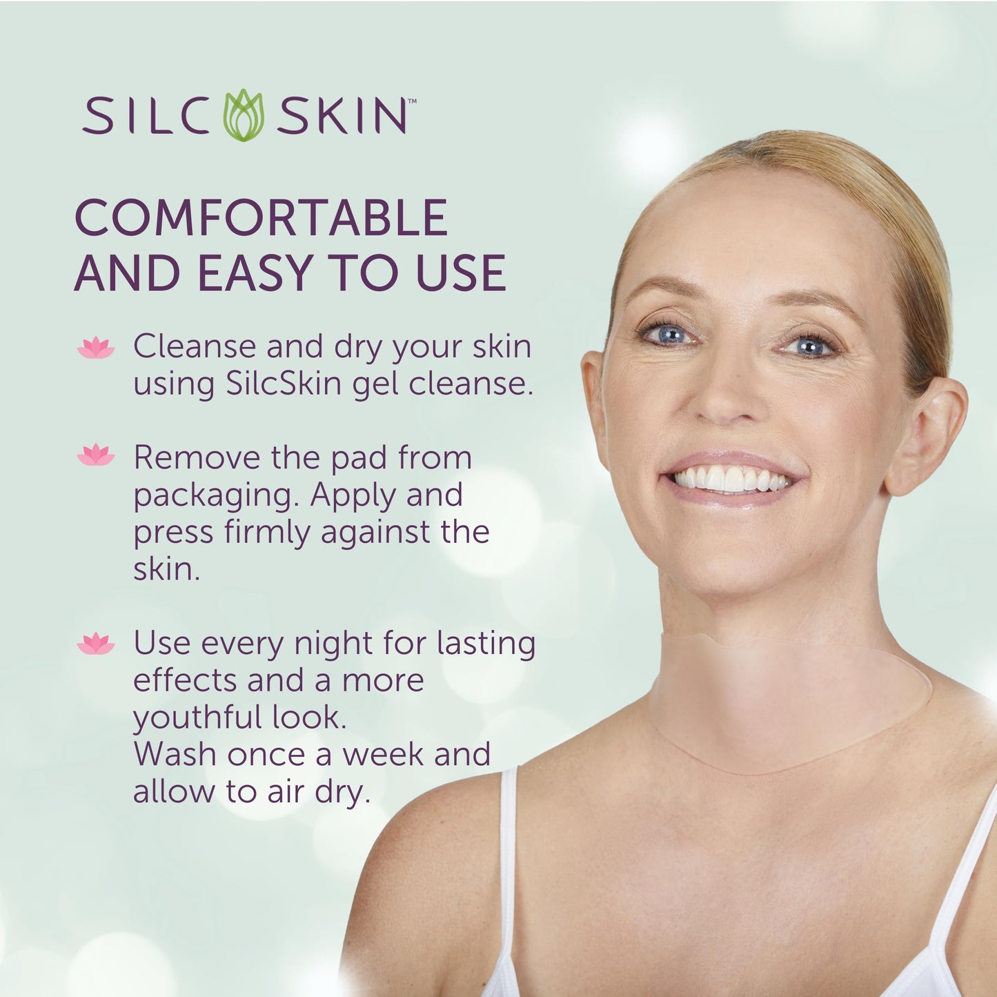 Silc Skin Collette Pad - Medical-grade Neck Wrinkle Patches, Smoothing Anti Wrinkle Neck Pads, Reusable Silicone Neck Patches, 30 Day Supply