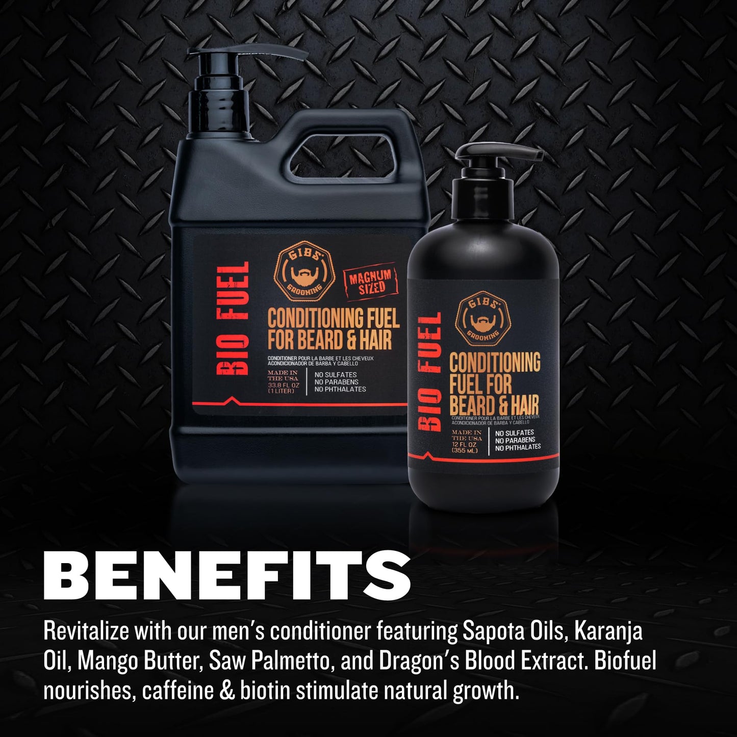 GIBS BioFuel Hair Conditioner For Men - Beard & Hair Conditioner Moisturizing, Liter, 33.8 Fl Oz (Pack of 1)