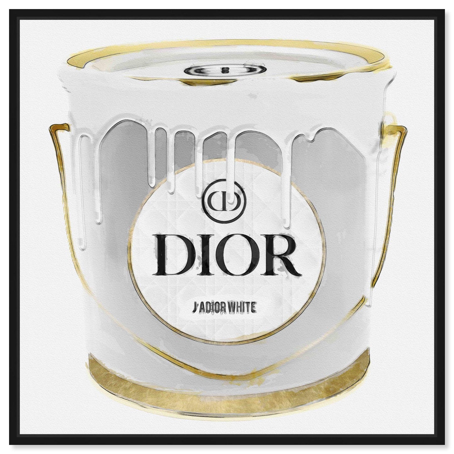 The Oliver Gal Artist Co. Fashion and Glam Framed Wall Art Canvas Prints Paint' Cans Home Décor, 12 in x 12 in, White, Gold