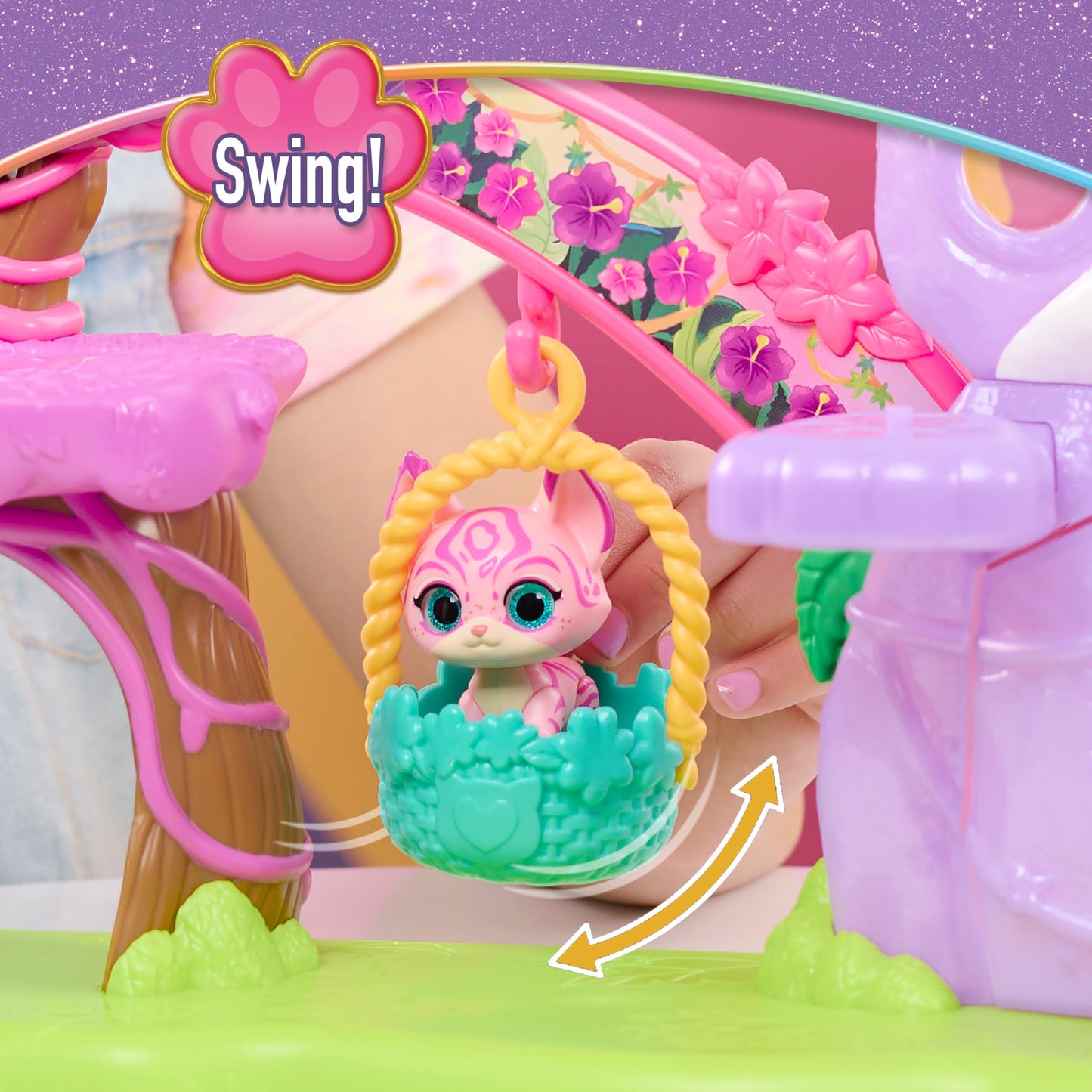 Disney Junior SuperKitties Su-Purr Wild Playset with Slide and Swing, 5-Pieces, 3 Poseable Figures, Toy for Fans, Girls, Kids, Ages 3 and Up by Just Play