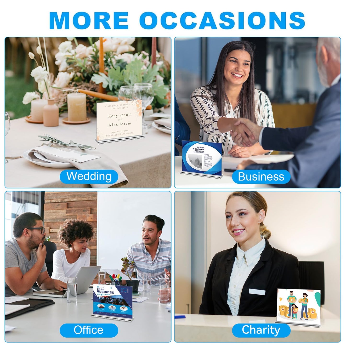 EHWINE Acrylic Sign Holder 4 x 6 Horizontal, 20 Pack Double-Sided Stand up Table Top Sign Holders, Clear Acrylic Picture Frame Menu Flyer Paper Holder Display Stand for Cashier Counter Restaurant Office Wedding Party