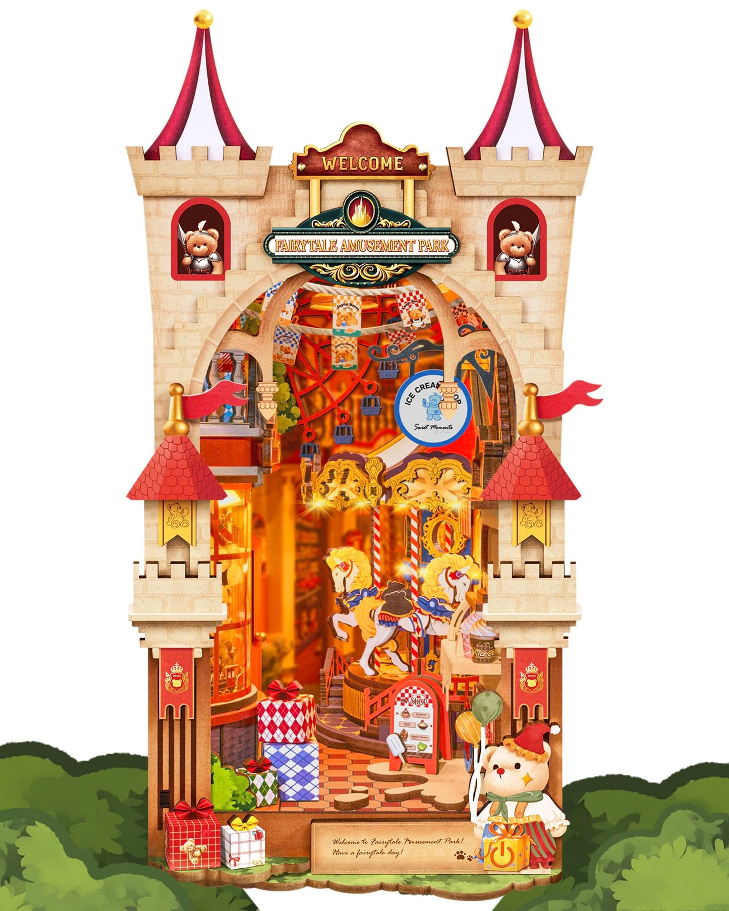 Rolife DIY Book Nook Kits for Adults- Fairytale Amusement Park- 3D Wooden Puzzle Booknook for Bookshelf Decor, Creative DIY Miniature Dollhouse Kits, Nook Tales Gifts for Adults, Teens & Book Lovers