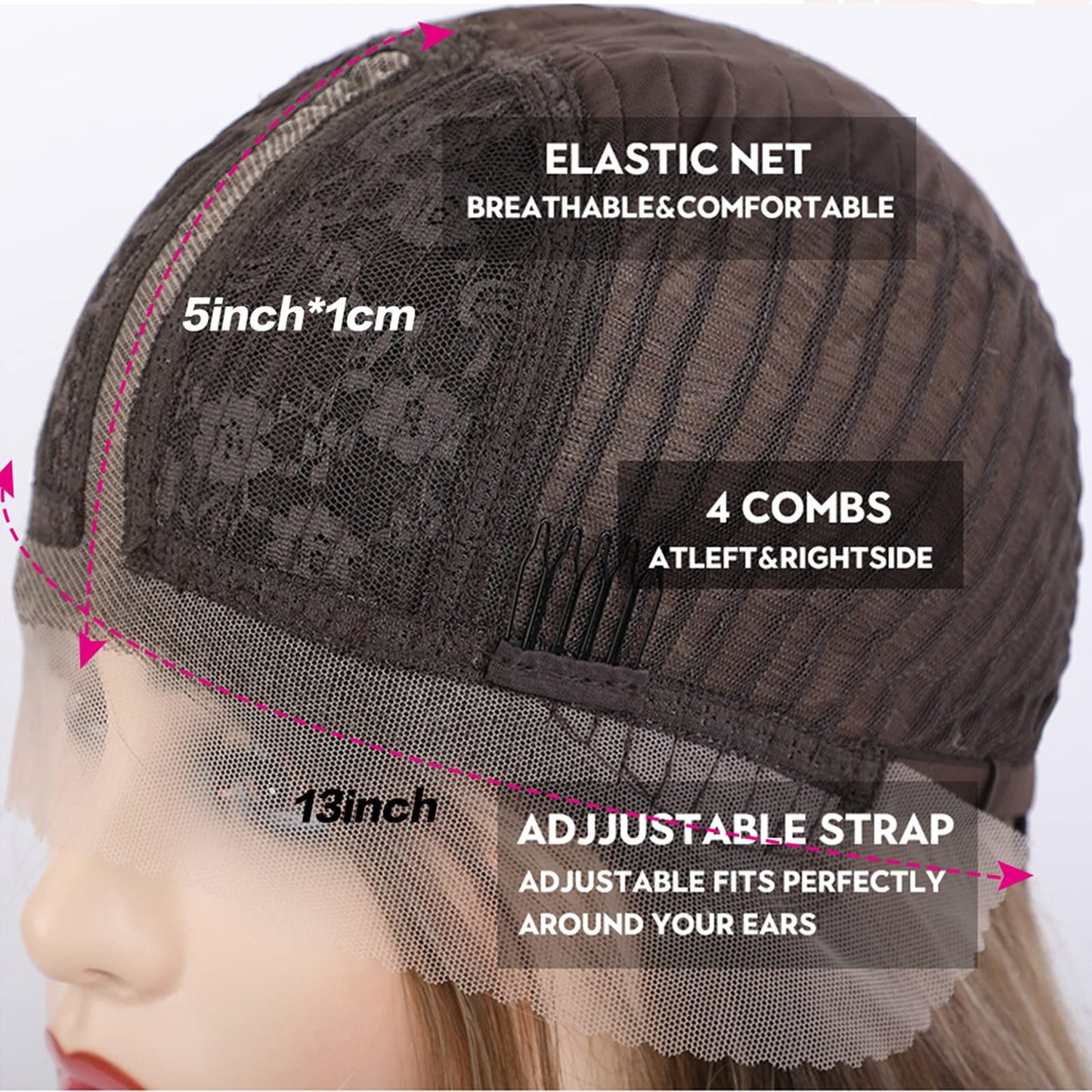 EMMOR Blonde Lace Front Wig Wave Middle Part Wig Hand Tied Baby Hair Heat Resistant Synthetic Wig