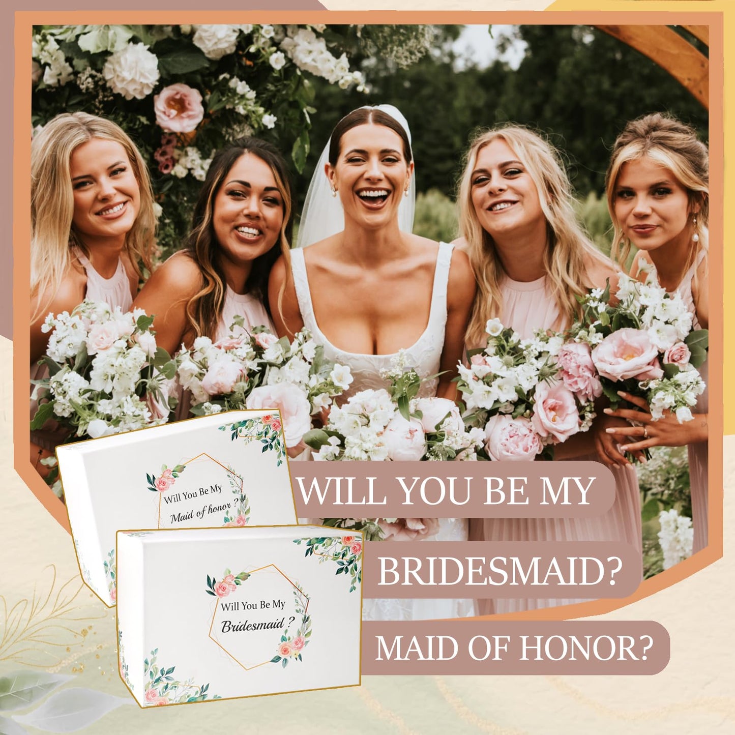Mhoel 40Pcs Bridesmaid Proposal Box Gifts Set of 4 Will You Be My Maid of Honor Proposal Gifts Set Rectangular Hair Clips Soft Socks Scented Candle Bridesmaid Scrunchies Spiral Hair Ties Bridal Shower