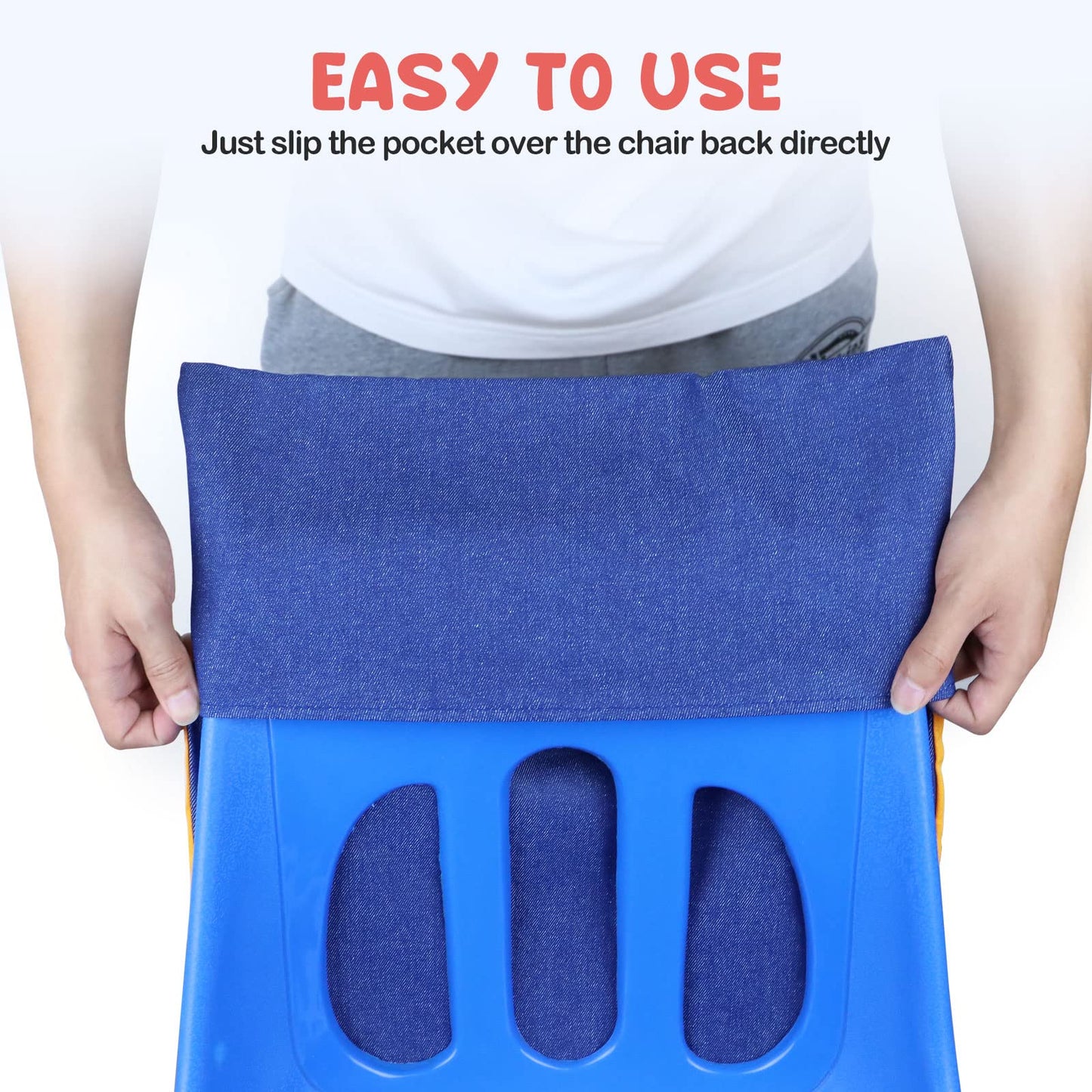 16PCS Chairback Buddy Pockets Chart with 2 Heavy Duty Storage Pocket,School Supplies Chair Back,Standard Denim Storage Organizer for Classroom Chair(Yellow)