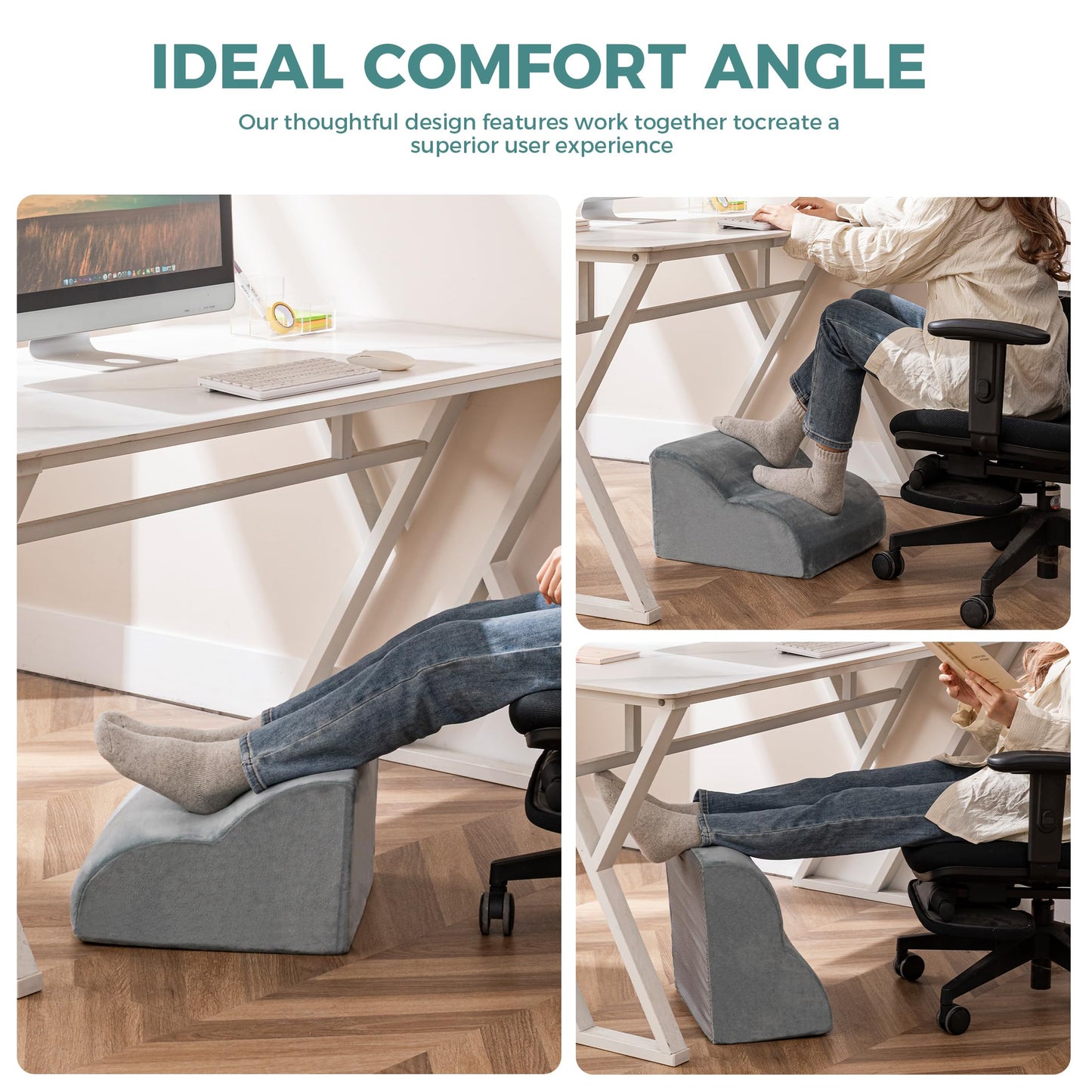 Ganondorf Ergonomic Foot Rest for Under Desk at Work Multi-Purpose Foot Stool Leg Elevation Pillow Back Support Cushion & Lap Desk Support, High-Density Foam with Washable Cover