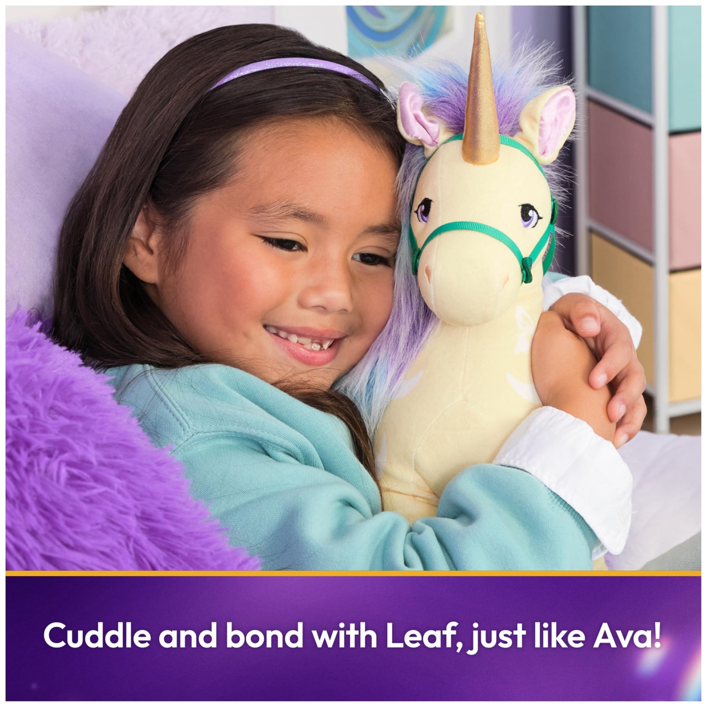 Unicorn Academy Official Leaf Plush Toy, Unicorn Stuffed Animal, Toys for Girls Ages 1 & Up, Yellow, 15”