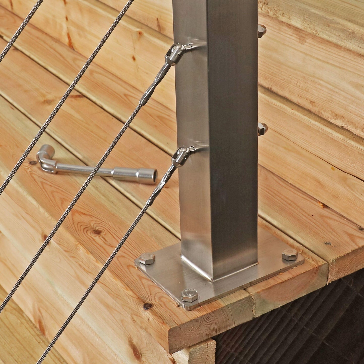 1/8 Inch T316 Stainless Steel Adjustable Cable Railing Kit/Hardware for 2Inch Metal Post, Marine Grade (60pack, 2Inch)