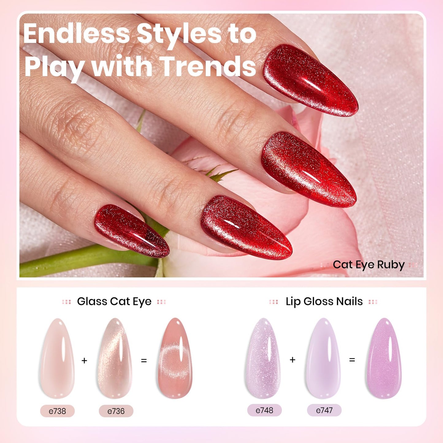 beetles Gel Polish 53 PCS Gel Nail Polish Set, 36 Colors Gel Polish Jelly Pink Milky with Base Coat Glitter Top Matte & Stars Top Coat Gel Red Crystal Ice Collection Valentines Day Gifts for Her