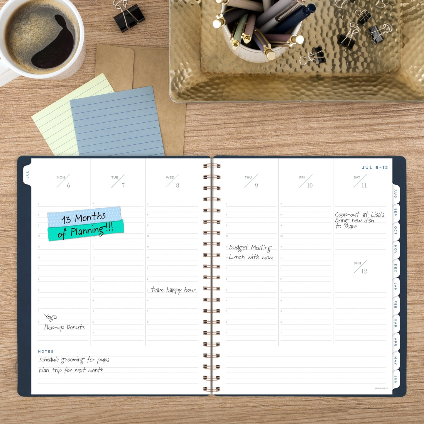 AT-A-GLANCE Planner 2026-2027 Weekly & Monthly Academic 13-Month July-July, 8-1/2" x 11", Signature, Navy (YP905A20)