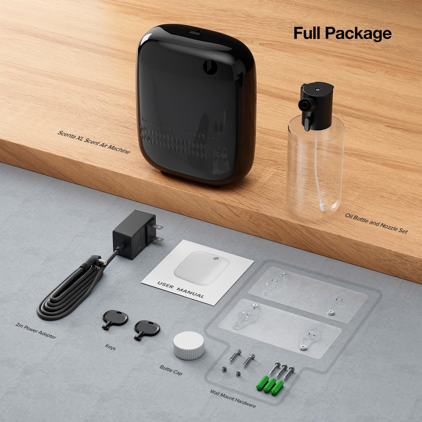 Smart Scent Air Machine with 400mL Capacity Up to 2000 sq.ft. Waterless Essential Oil Diffuser for Home and Commercial Use, Aromatherapy Scent Diffuser for Large Rooms, Difusor de Aromas, ANW-Black