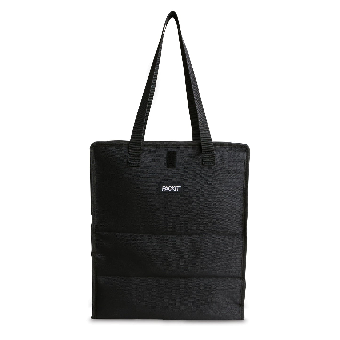 PackIt(R) Freezable Grocery Tote, Black, Built with EcoFreeze(R) Technology, Foldable, Collapsible, Reusable, Zip Closure, Dual handles, Great for Transporting Fresh Groceries
