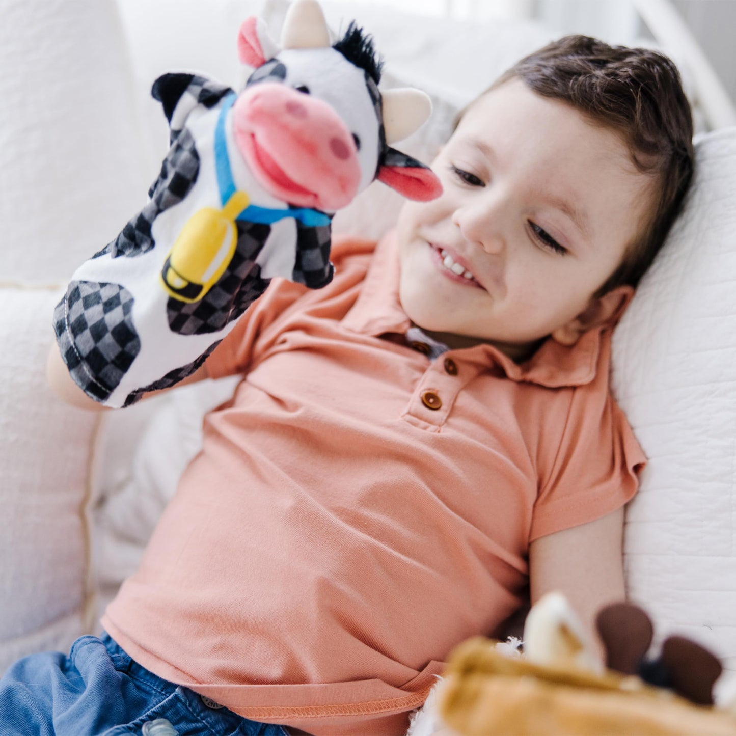 Melissa & Doug Animal Hand Puppets 2-Pack (4 Animals in Each) - Zoo Friends and Farm Friends