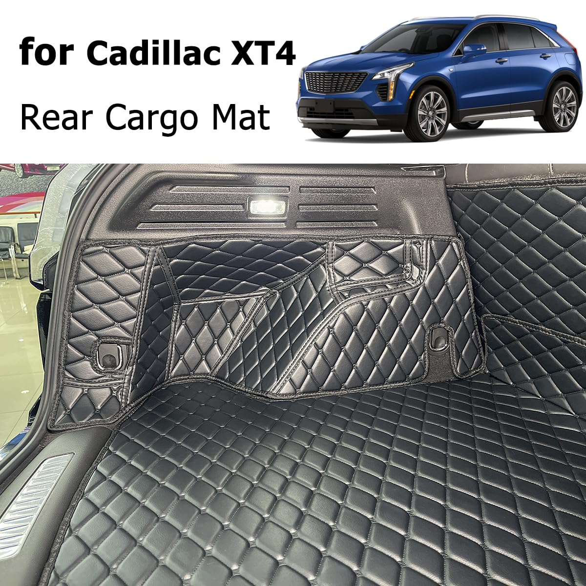 7DEEKEI for 2019-2025 Cadillac XT4 Trunk Mat and Rear Backrest Mat Cargo Liners All Weather Anti-Slip